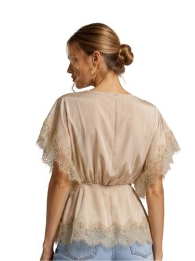 Pookie & Sebastian cream silk top